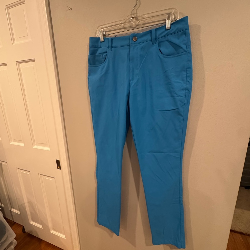 Puma Sport Lifestyle Golf Pants Chino Stretch Tech Performance Men 32x32 Blue - Picture 3 of 10